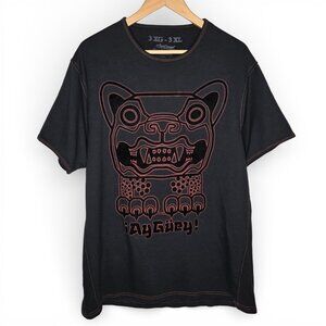 Ay Guey Black Velvet Graphic Shirt Men Ancient Mexican Aztec Mayan Animal 3XL